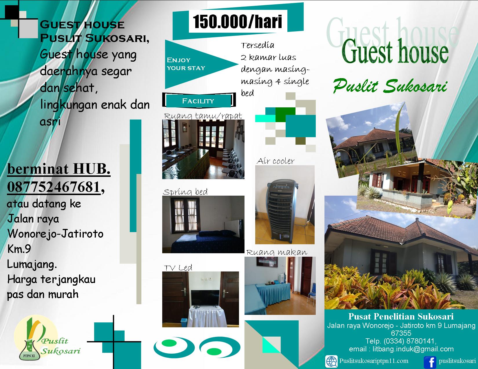 Read more about the article Guest House Puslit Sukosari & Fasilitasnya dengan view cantik dikelilingi kebun buah