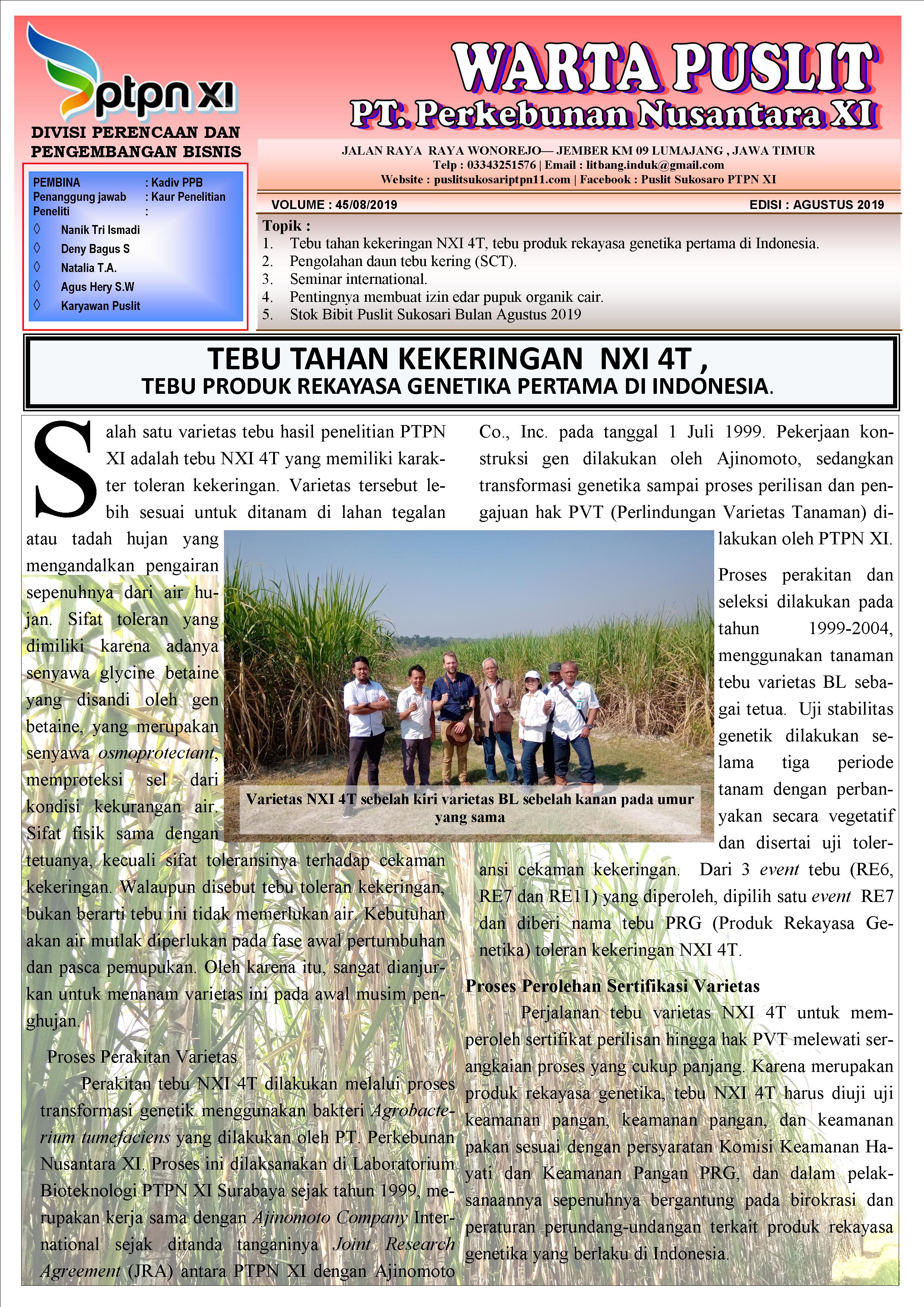 Read more about the article Warta Puslit Sukosari Bulan Agustus Tahun 2019