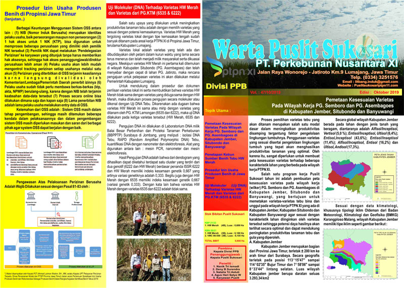 Read more about the article Warta Puslit Sukosari Bulan Oktober 2019