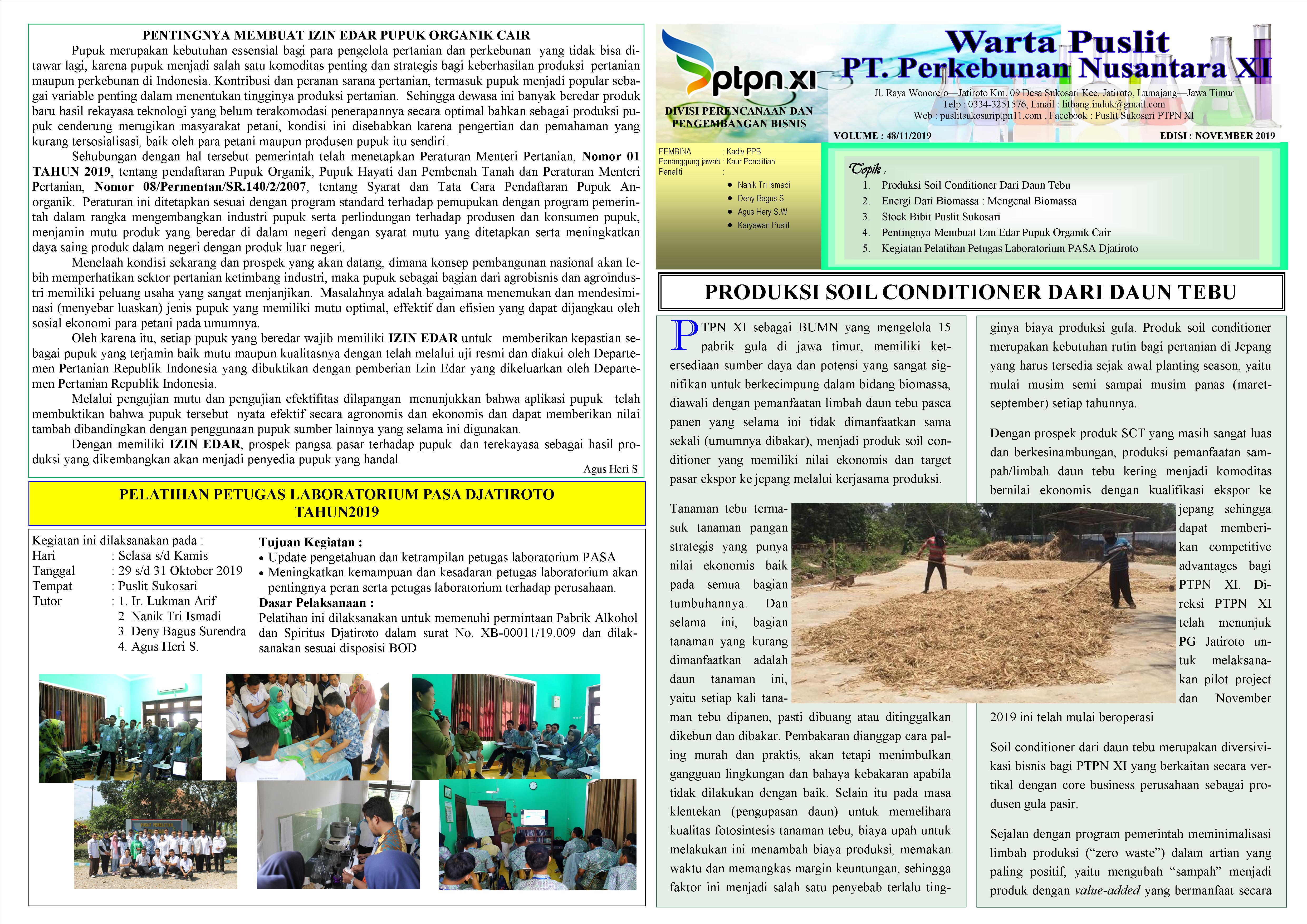 Read more about the article Warta Puslit Sukosari Bulan November 2019